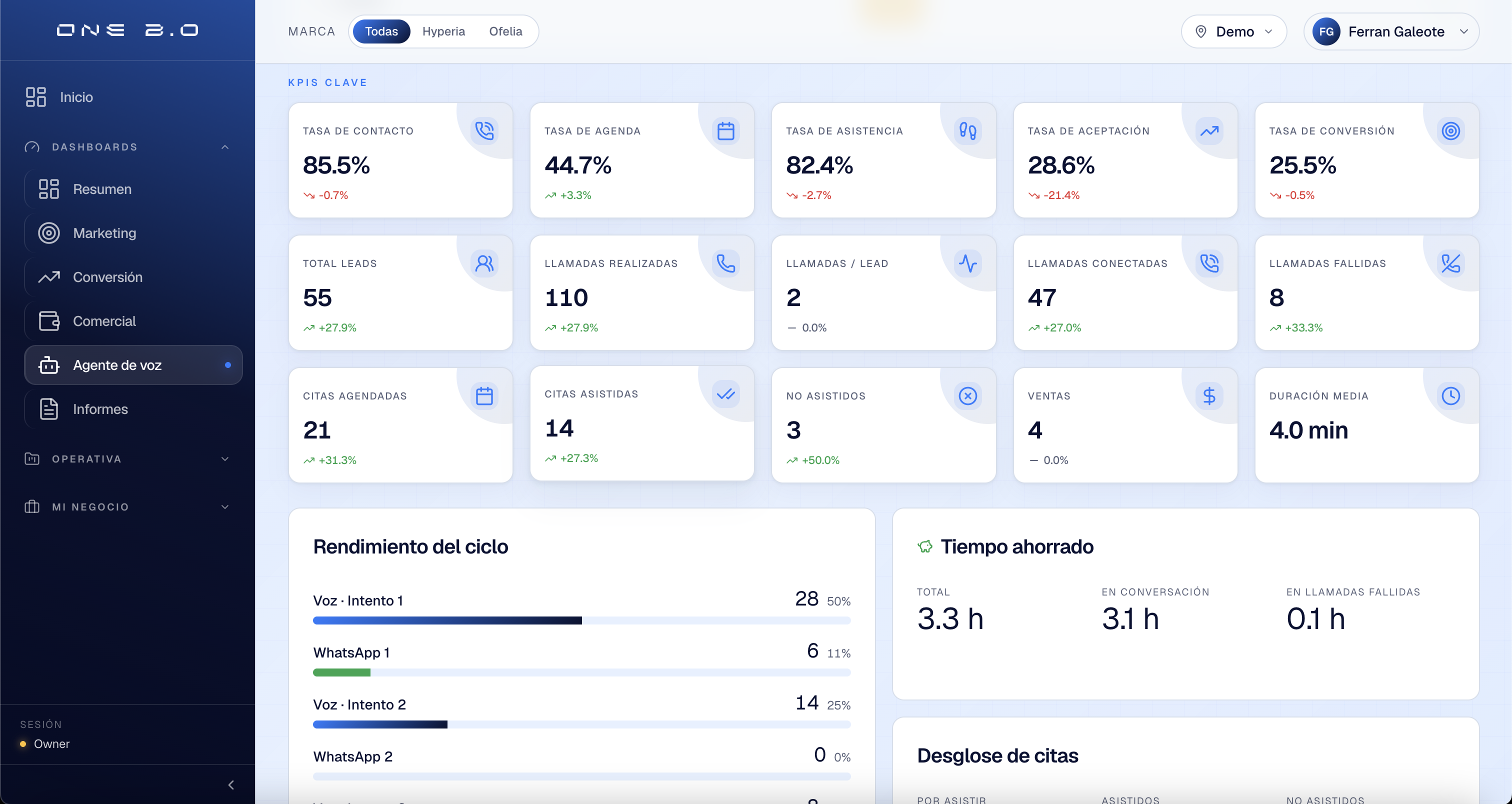 Hyperia One — Agente de voz